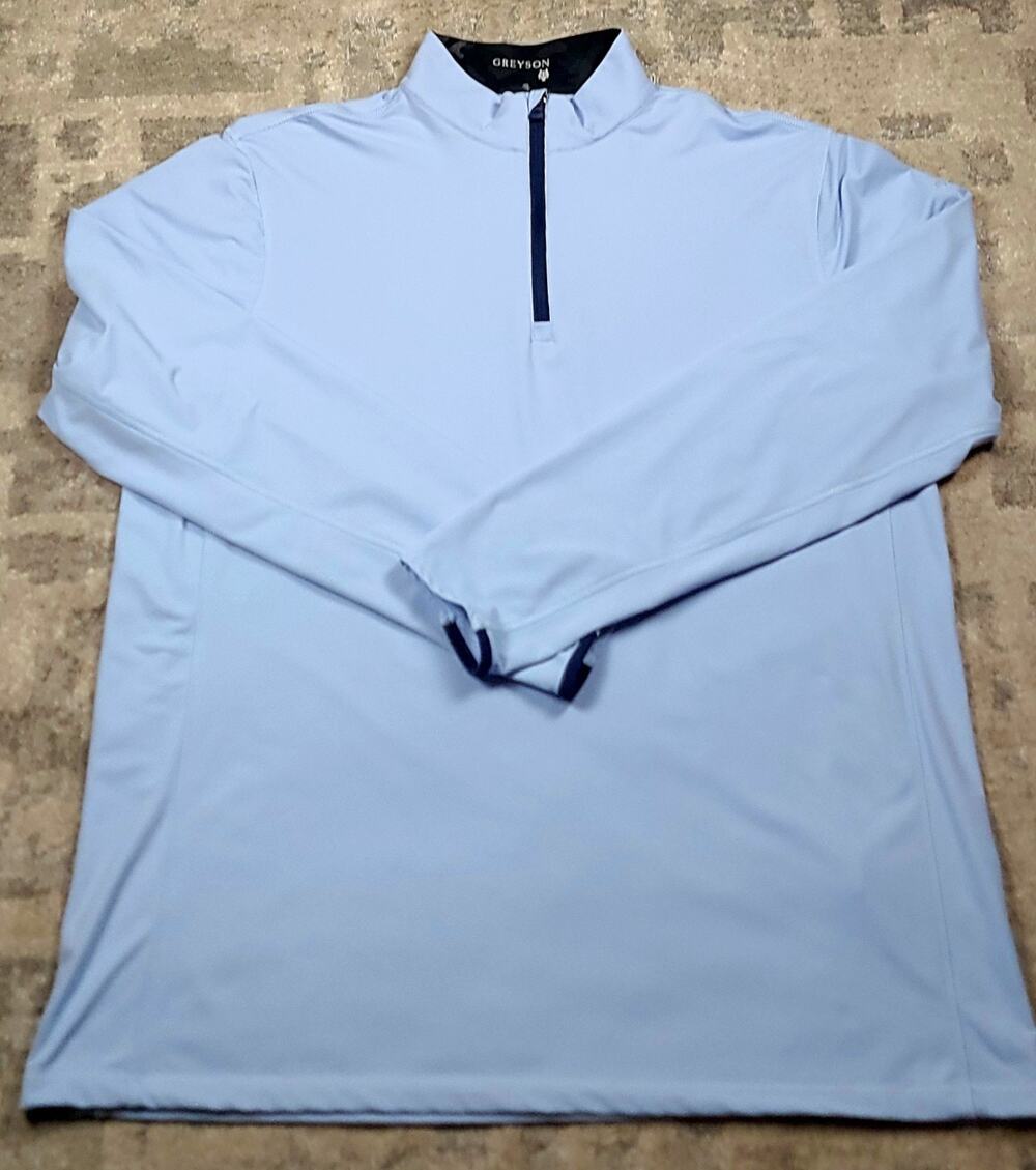 Greyson Mockneck Quarter-Zip Men's Golf Performance Powder Blue Pullover Sz XL
